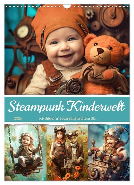 Steampunk Kinderwelt (Wandkalender 2026 DIN A3 hoch) CALVENDO Monatskalender