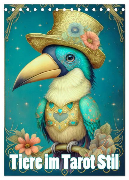 Tiere im Tarot Stil (Tischkalender 2026 DIN A5 hoch) CALVENDO Monatskalender