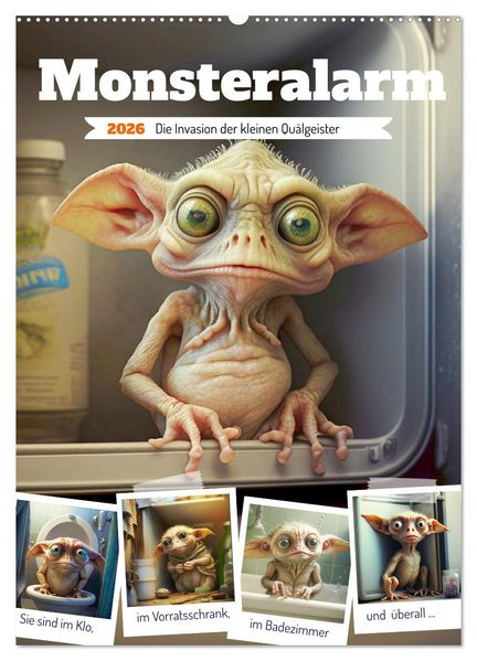 Monsteralarm. Die Invasion der kleinen Quälgeister (Wandkalender 2026 DIN A2 hoch) CALVENDO Monatskalender
