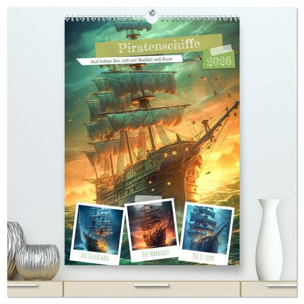 Piratenschiffe (hochwertiger Premium Wandkalender 2026 DIN A2 hoch) Kunstdruck in Hochglanz