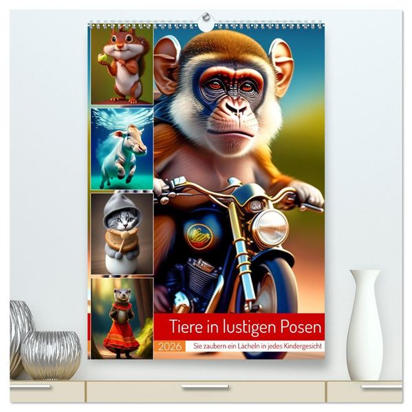 Tiere in lustigen Posen (hochwertiger Premium Wandkalender 2026 DIN A2 hoch) Kunstdruck in Hochglanz