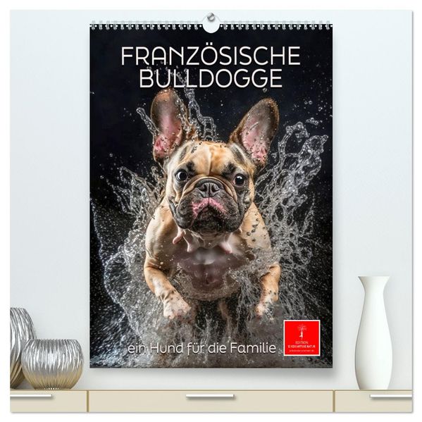 Französische Bulldogge - ein Hund für die Familie (hochwertiger Premium Wandkalender 2026 DIN A2 hoch) Kunstdruck in Hochglanz