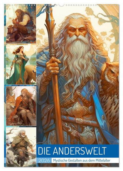 Die Anderswelt. Mystische Gestalten aus dem Mittelalter (Wandkalender 2026 DIN A2 hoch) CALVENDO Monatskalender