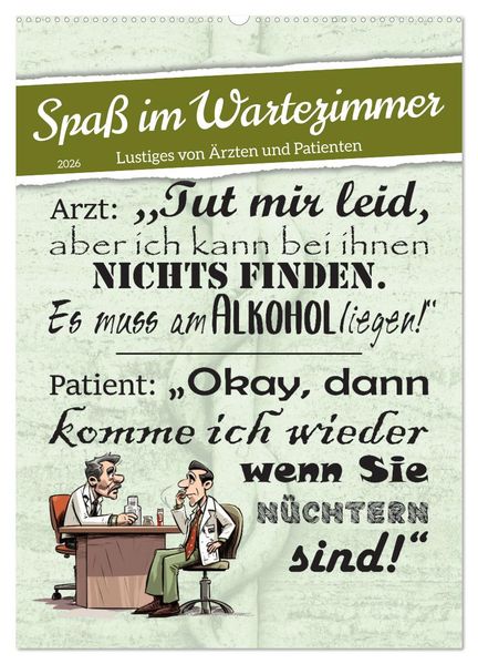 Spaß im Wartezimmer (Wandkalender 2026 DIN A2 hoch) CALVENDO Monatskalender
