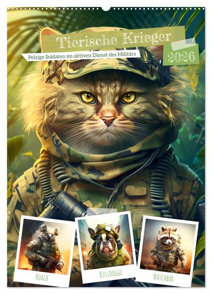 Tierische Krieger. Pelzige Soldaten im aktiven Dienst des Militärs (Wandkalender 2026 DIN A2 hoch) CALVENDO Monatskalender