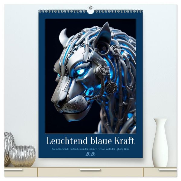 Leuchtend blaue Kraft (hochwertiger Premium Wandkalender 2026 DIN A2 hoch) Kunstdruck in Hochglanz