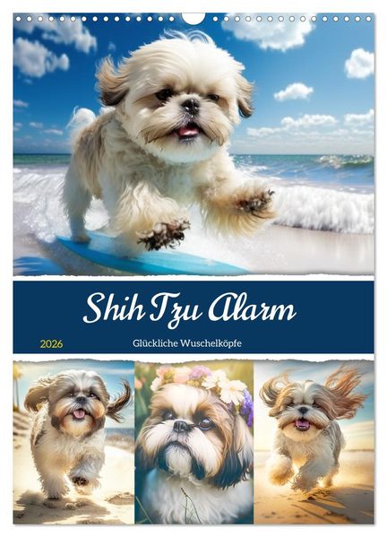 Shih Tzu Alarm. Glückliche Wuschelköpfe (Wandkalender 2026 DIN A3 hoch) CALVENDO Monatskalender