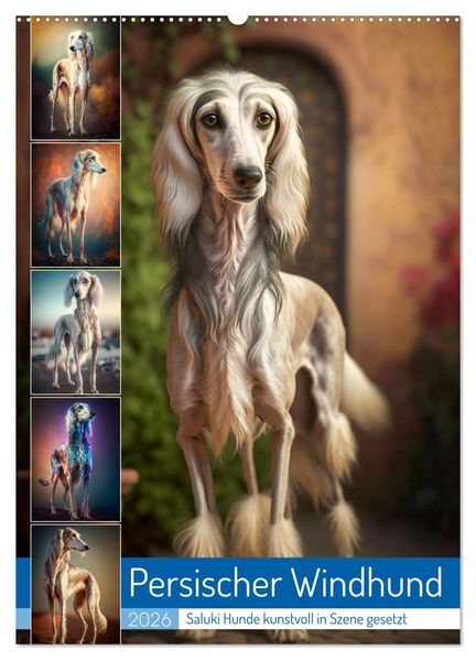 Persischer Windhund (Wandkalender 2026 DIN A2 hoch) CALVENDO Monatskalender