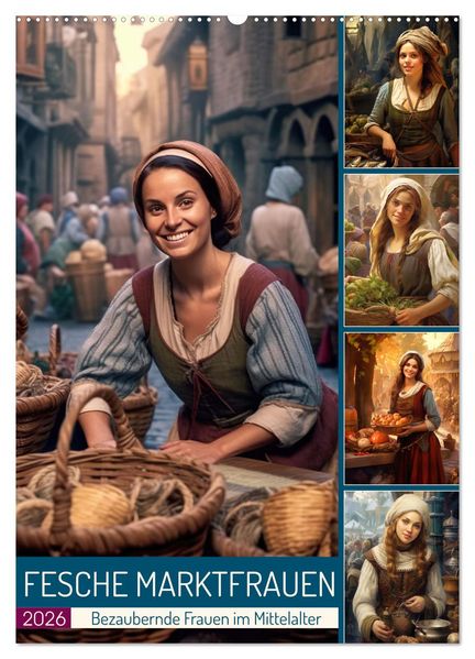 Fesche Marktfrauen (Wandkalender 2026 DIN A2 hoch) CALVENDO Monatskalender