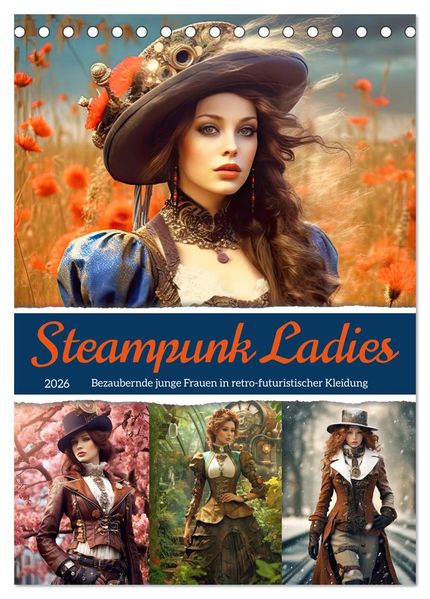 Steampunk Ladies (Tischkalender 2026 DIN A5 hoch) CALVENDO Monatskalender
