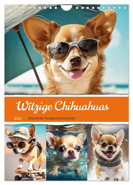 Witzige Chihuahuas. Glückliche Temperamentbündel (Wandkalender 2026 DIN A4 hoch) CALVENDO Monatskalender