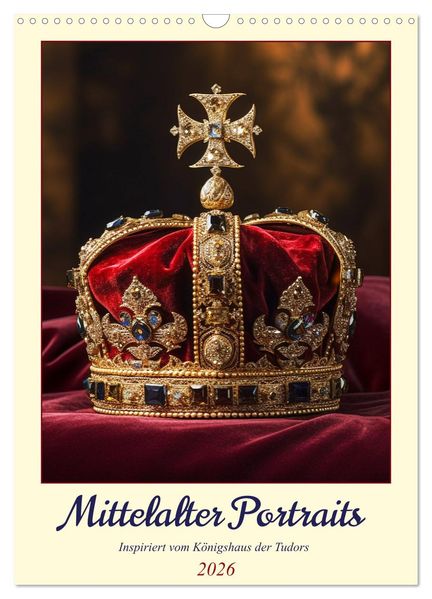 Mittelalter Portraits. Inspiriert vom Königshaus der Tudors (Wandkalender 2026 DIN A3 hoch) CALVENDO Monatskalender
