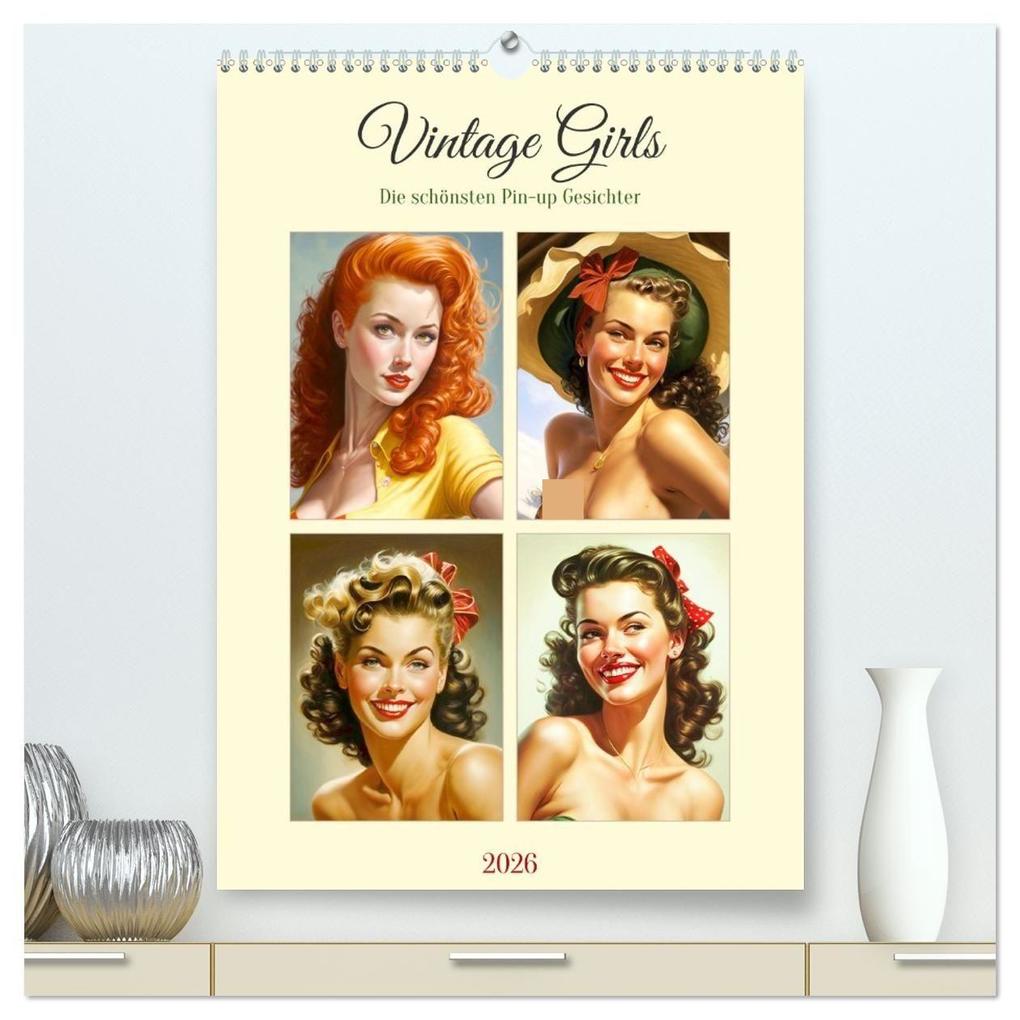 Vintage Girls. Die schönsten Pin-up Gesichter (hochwertiger Premium Wandkalender 2026 DIN A2 hoch) Kunstdruck in Hochglanz