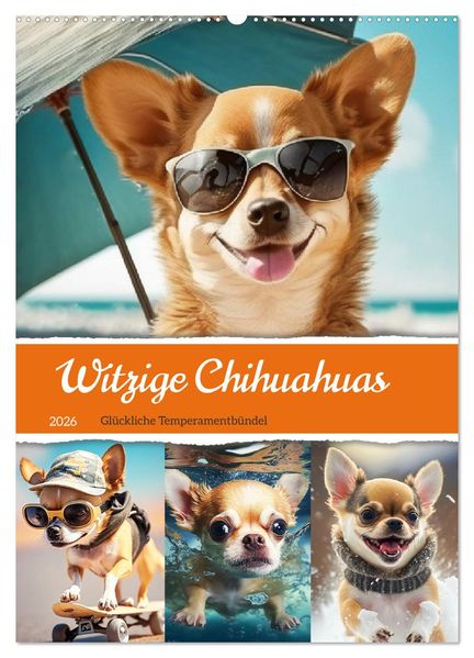 Witzige Chihuahuas. Glückliche Temperamentbündel (Wandkalender 2026 DIN A2 hoch) CALVENDO Monatskalender