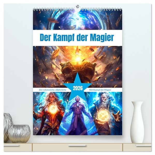 Der Kampf der Magier (hochwertiger Premium Wandkalender 2026 DIN A2 hoch) Kunstdruck in Hochglanz