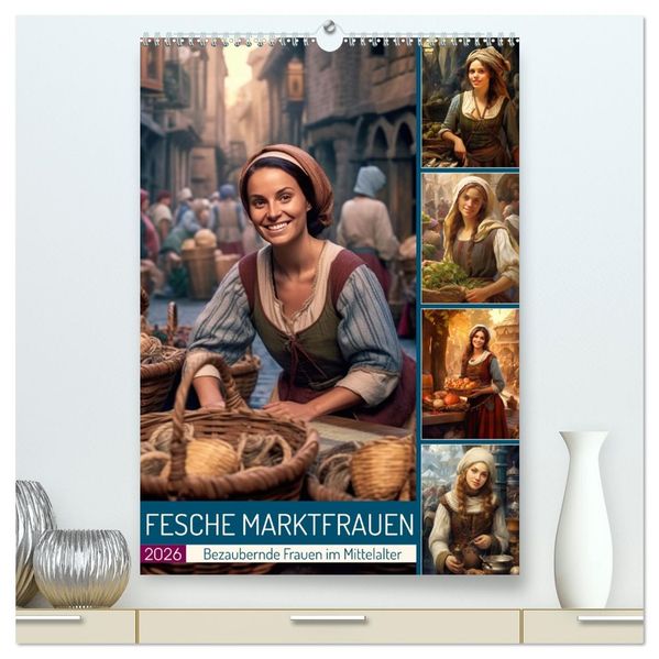 Fesche Marktfrauen (hochwertiger Premium Wandkalender 2026 DIN A2 hoch) Kunstdruck in Hochglanz