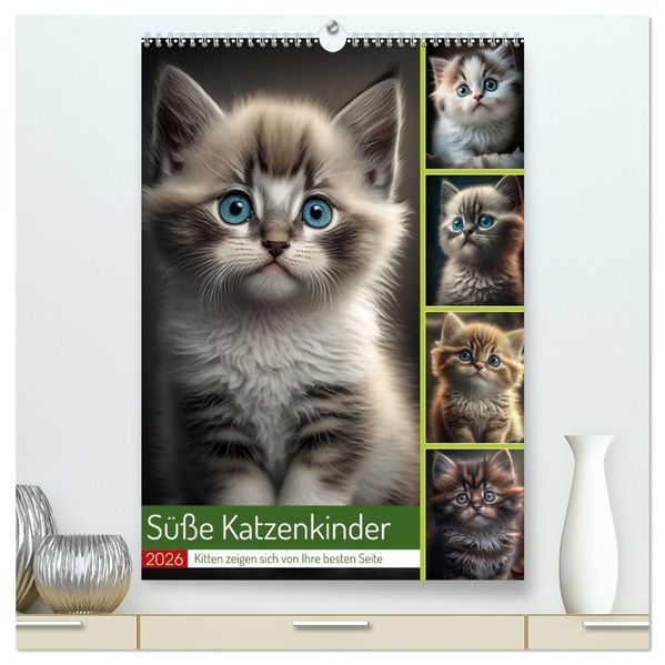 Süße Katzenkinder (hochwertiger Premium Wandkalender 2026 DIN A2 hoch) Kunstdruck in Hochglanz
