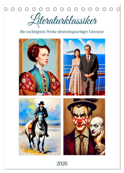 Literaturklassiker (Tischkalender 2026 DIN A5 hoch) CALVENDO Monatskalender