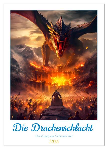 Die Drachenschlacht (Wandkalender 2026 DIN A3 hoch) CALVENDO Monatskalender