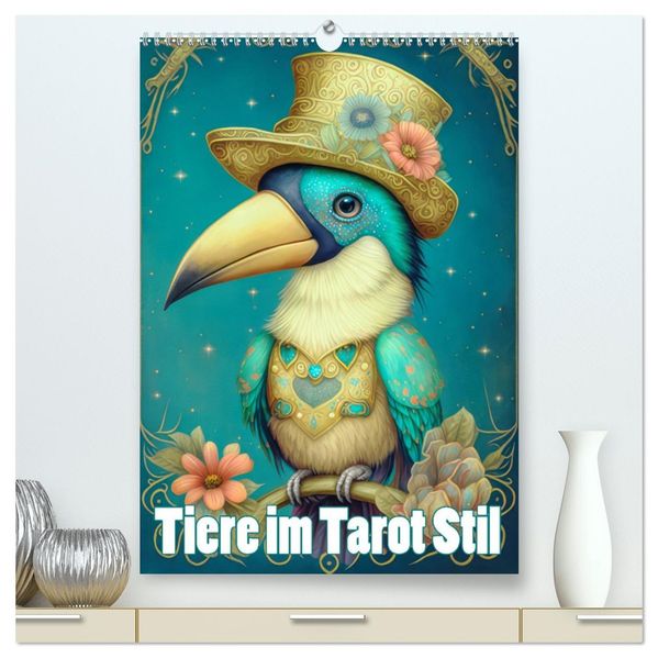 Tiere im Tarot Stil (hochwertiger Premium Wandkalender 2026 DIN A2 hoch) Kunstdruck in Hochglanz
