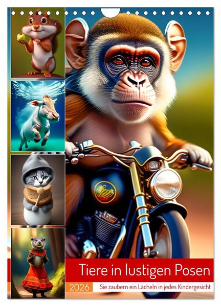 Tiere in lustigen Posen (Wandkalender 2026 DIN A4 hoch) CALVENDO Monatskalender