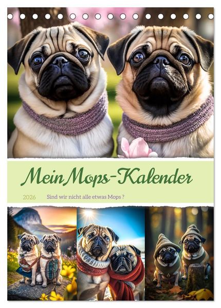 Mein Mops-Kalender (Tischkalender 2026 DIN A5 hoch) CALVENDO Monatskalender
