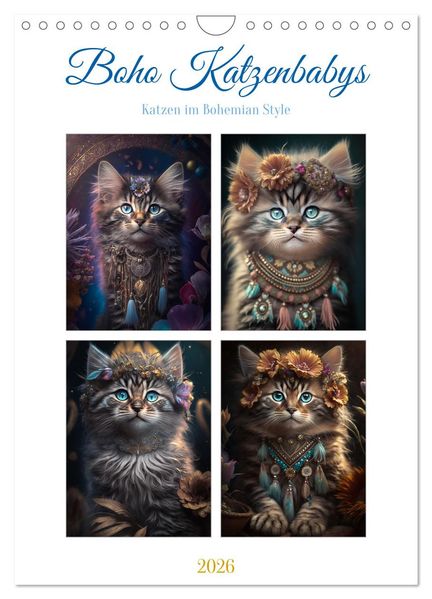 Boho Katzenbabys (Wandkalender 2026 DIN A4 hoch) CALVENDO Monatskalender