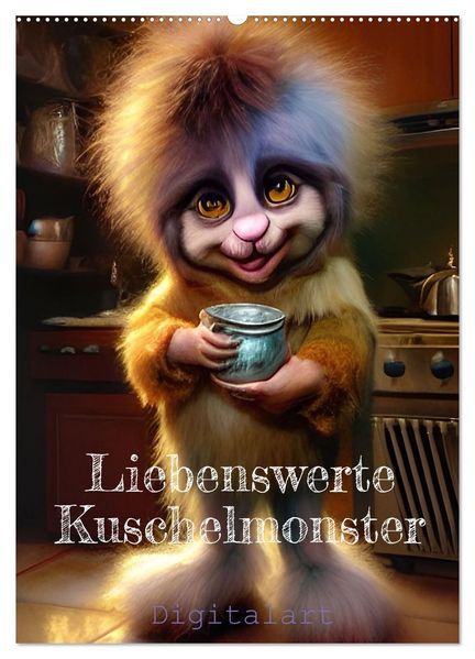 Liebenswerte Kuschelmonster - Digitalart (Wandkalender 2026 DIN A2 hoch) CALVENDO Monatskalender