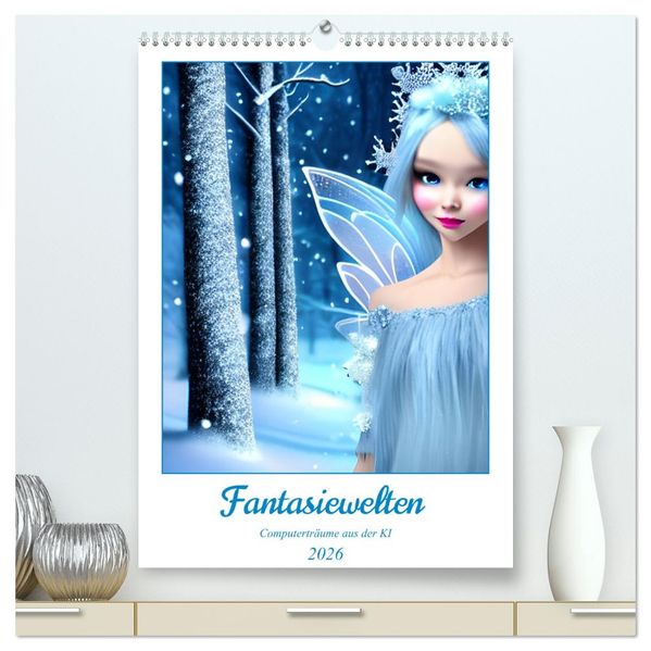 Fantasiewelten - Computerträume aus der KI (hochwertiger Premium Wandkalender 2026 DIN A2 hoch) Kunstdruck in Hochglanz
