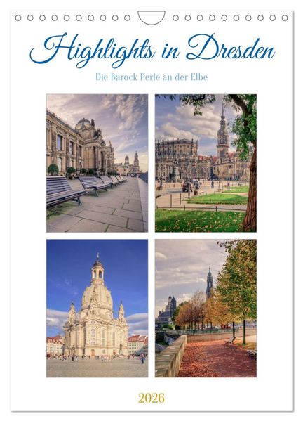 Highlights in Dresden (Wandkalender 2026 DIN A4 hoch) CALVENDO Monatskalender