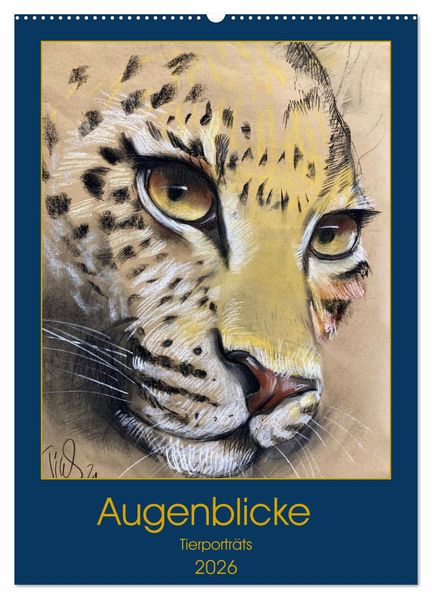 Augenblicke - Tierporträts (Wandkalender 2026 DIN A2 hoch) CALVENDO Monatskalender