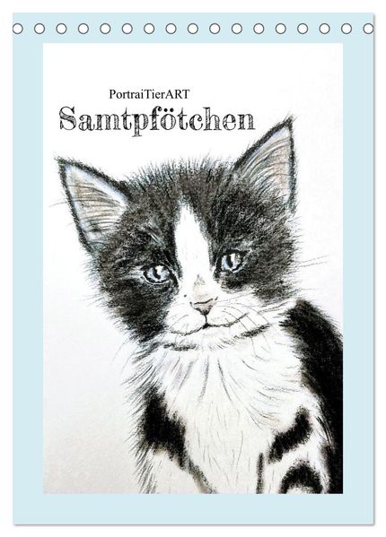 PortraiTierART Samtpfötchen (Tischkalender 2026 DIN A5 hoch) CALVENDO Monatskalender