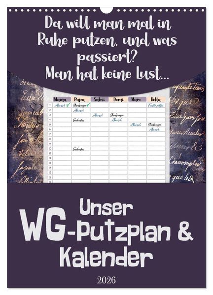 Gothic WG-Putzplan & Kalender 2026 (Wandkalender 2026 DIN A3 hoch) CALVENDO Monatskalender