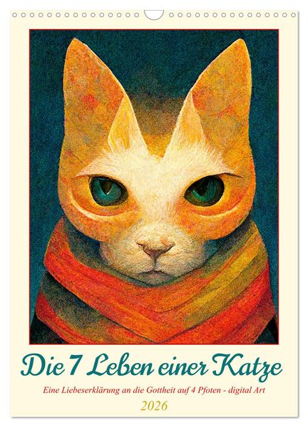 Die 7 Leben einer Katze (Wandkalender 2026 DIN A3 hoch) CALVENDO Monatskalender