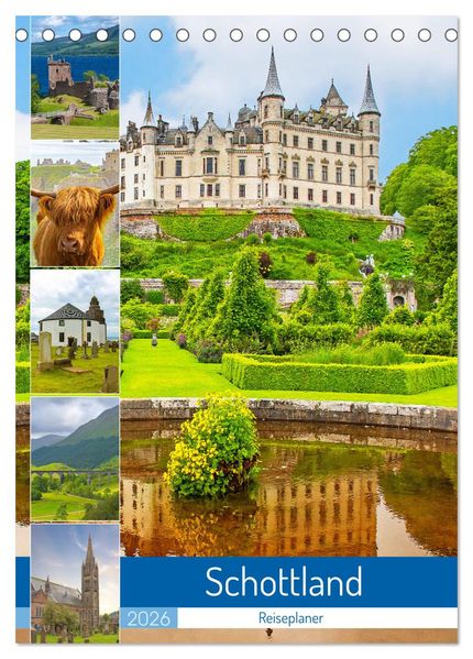 Schottland - Reiseplaner (Tischkalender 2026 DIN A5 hoch) CALVENDO Monatskalender