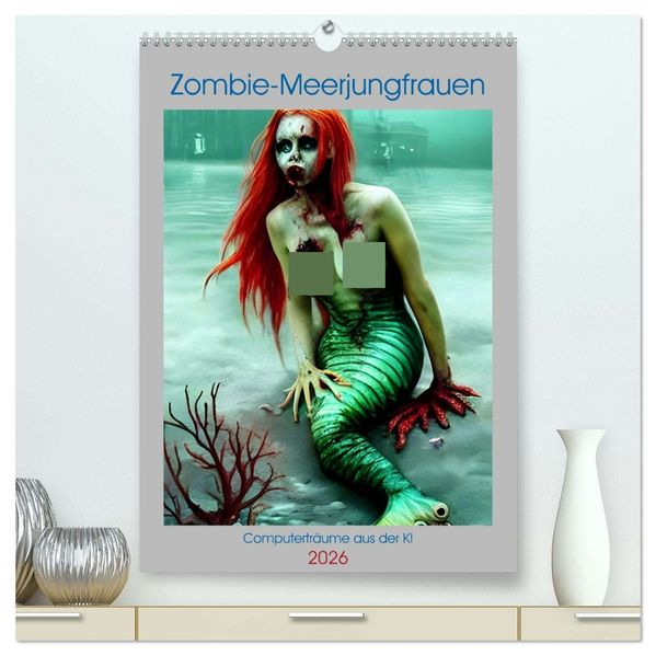 Zombie-Meerjungfrauen - Computerträume aus der KI (hochwertiger Premium Wandkalender 2026 DIN A2 hoch) Kunstdruck in Hochglanz
