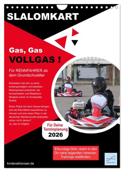Slalomkart - Gas Gas Vollgas! 2026 (Wandkalender 2026 DIN A4 hoch) CALVENDO Monatskalender