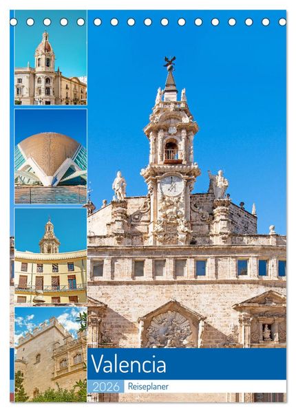 Valencia - Reiseplaner (Tischkalender 2026 DIN A5 hoch) CALVENDO Monatskalender