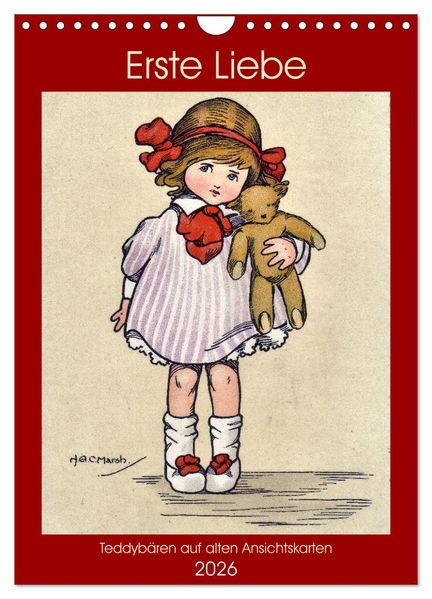 Erste Liebe - Teddybären auf alten Ansichtskarten (Wandkalender 2026 DIN A4 hoch) CALVENDO Monatskalender