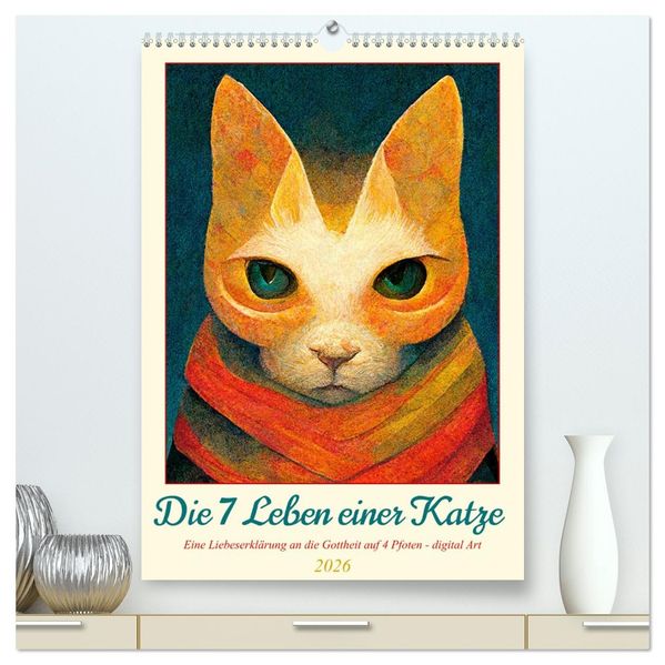 Die 7 Leben einer Katze (hochwertiger Premium Wandkalender 2026 DIN A2 hoch) Kunstdruck in Hochglanz