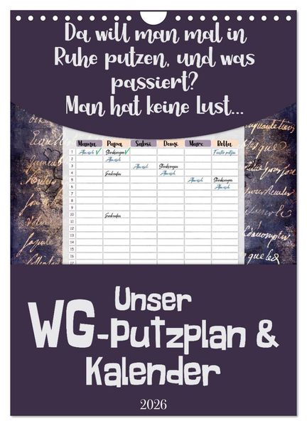 Gothic WG-Putzplan & Kalender 2026 (Wandkalender 2026 DIN A4 hoch) CALVENDO Monatskalender