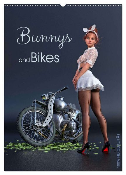 Bunnys and Bikes (Wandkalender 2026 DIN A2 hoch) CALVENDO Monatskalender