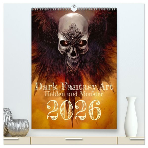 Dark Fantasy Art - Helden und Monster (hochwertiger Premium Wandkalender 2026 DIN A2 hoch) Kunstdruck in Hochglanz