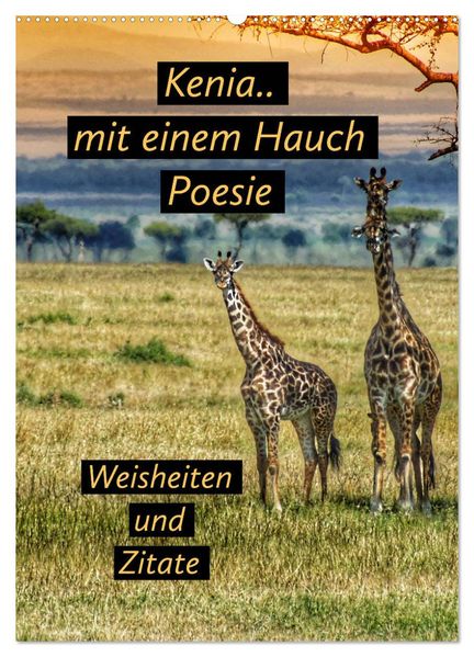 Kenia..mit einem Hauch Poesie - Weisheiten und Zitate (Wandkalender 2026 DIN A2 hoch) CALVENDO Monatskalender