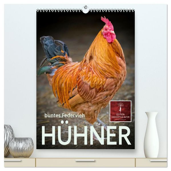 Hühner - buntes Federvieh (hochwertiger Premium Wandkalender 2026 DIN A2 hoch) Kunstdruck in Hochglanz