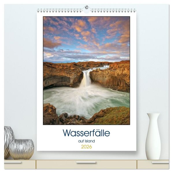 Wasserfälle auf Island (hochwertiger Premium Wandkalender 2026 DIN A2 hoch) Kunstdruck in Hochglanz