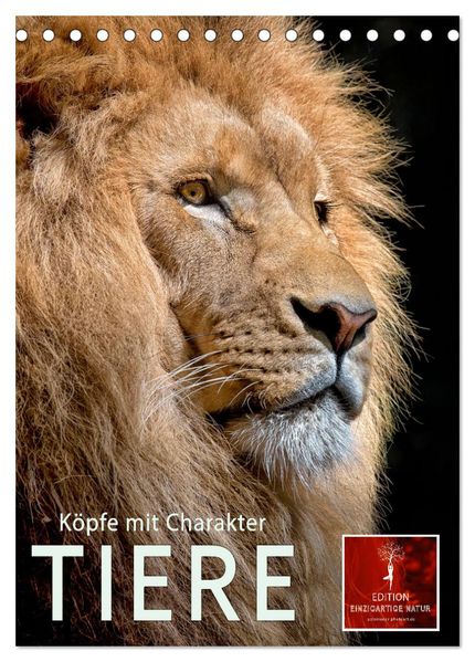 Tiere - Köpfe mit Charakter (Tischkalender 2026 DIN A5 hoch) CALVENDO Monatskalender