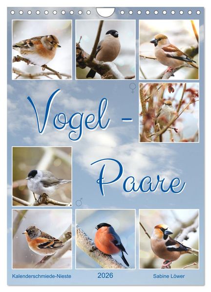 Vogel-Paare (Wandkalender 2026 DIN A4 hoch) CALVENDO Monatskalender