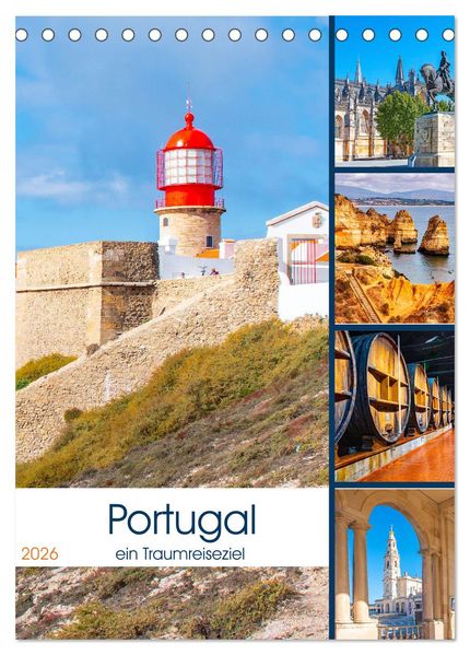 Portugal - ein Traumreiseziel (Tischkalender 2026 DIN A5 hoch) CALVENDO Monatskalender