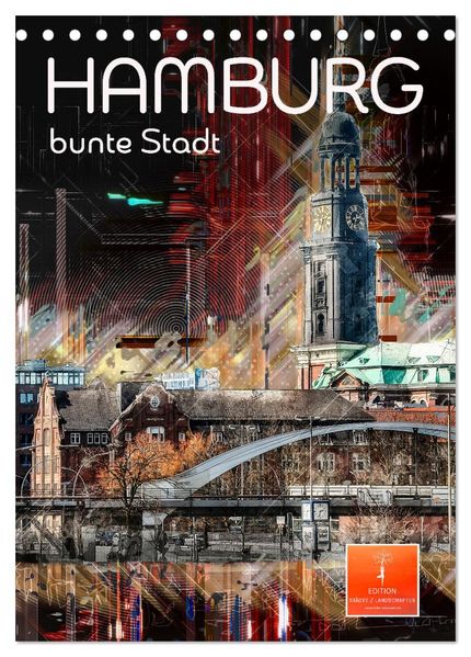 Hamburg bunte Stadt (Tischkalender 2026 DIN A5 hoch) CALVENDO Monatskalender